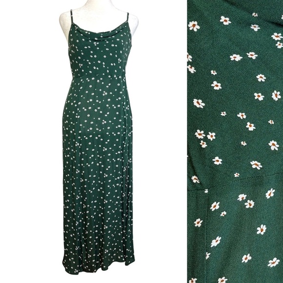 American Eagle 90sY2K Floral Ditzy Ditsy Print Midi Slip Dress Cowl Neck XS - Picture 2 of 15